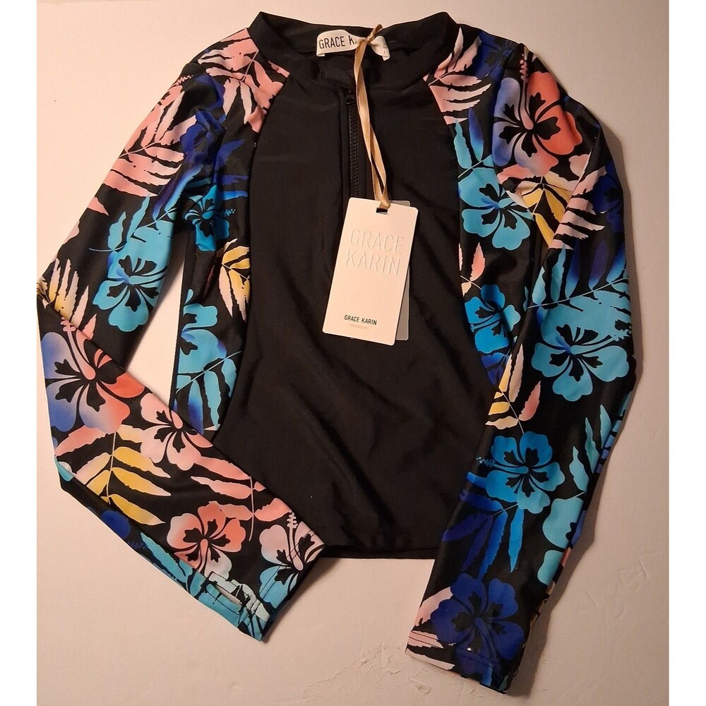 GRACE KARIN Girls Long Sleeve Rash Guard Swim Top – New With Tags